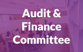 Purple background with text that says Audit and Finance Committee