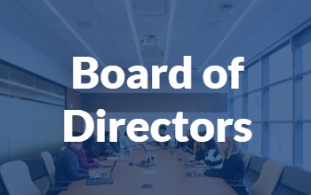 Blue background with text that reads Board of Directors