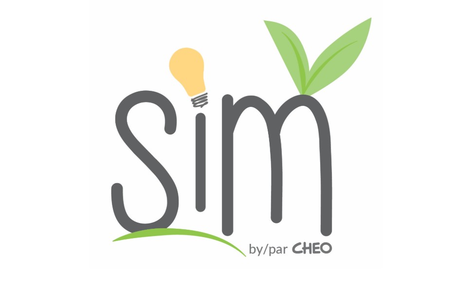 CHEO SIM icon, with a lightbulb and leaves sprouting from the letters S, I and M.